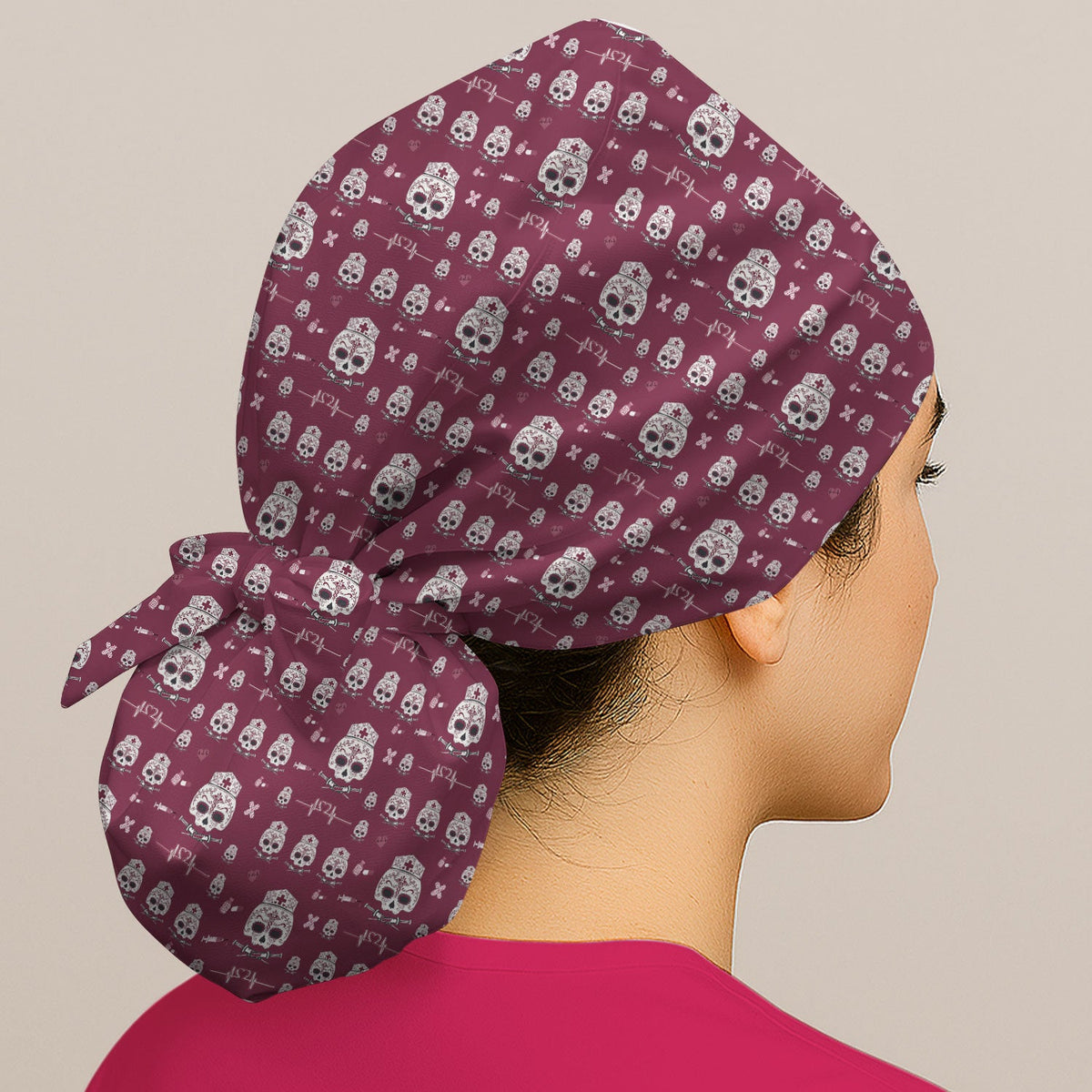 Sugar Skull Scrub Cap