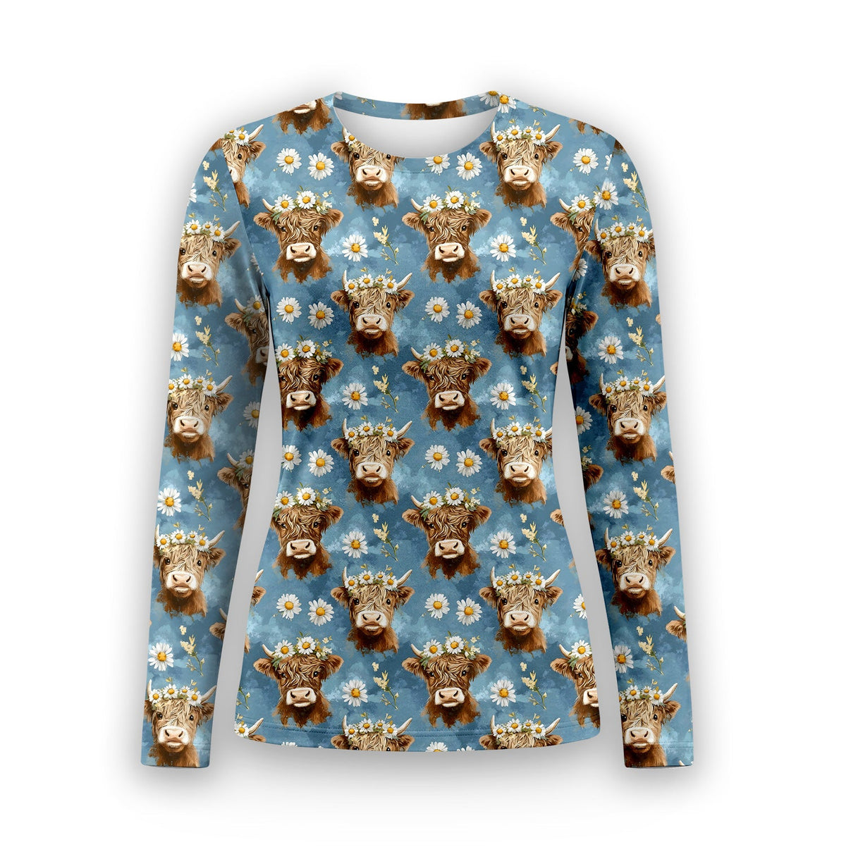 Highland Cow Daisies Underscrub Top For Nurse