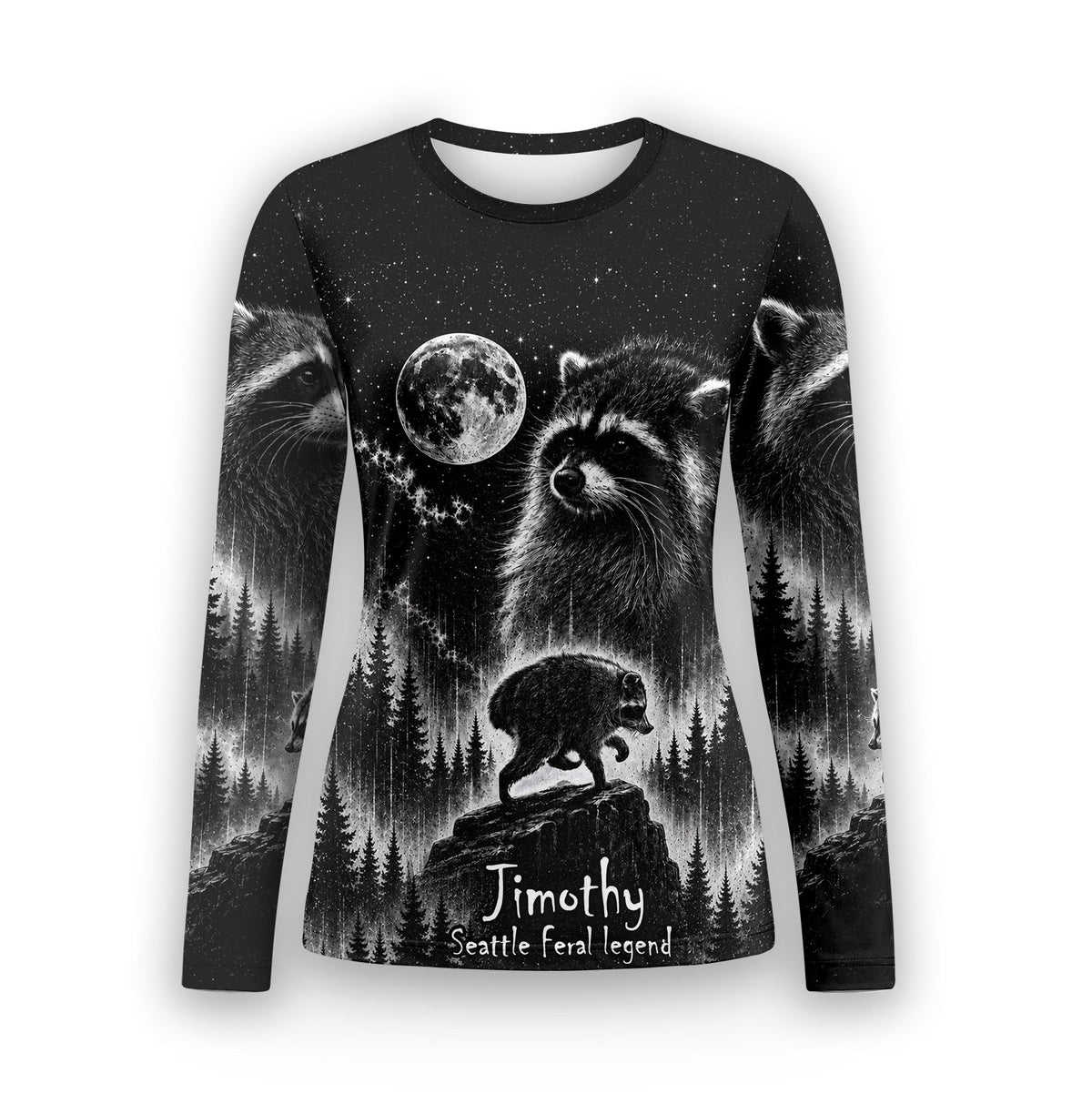 Personalized Moonlit Raccoon Underscrub Top