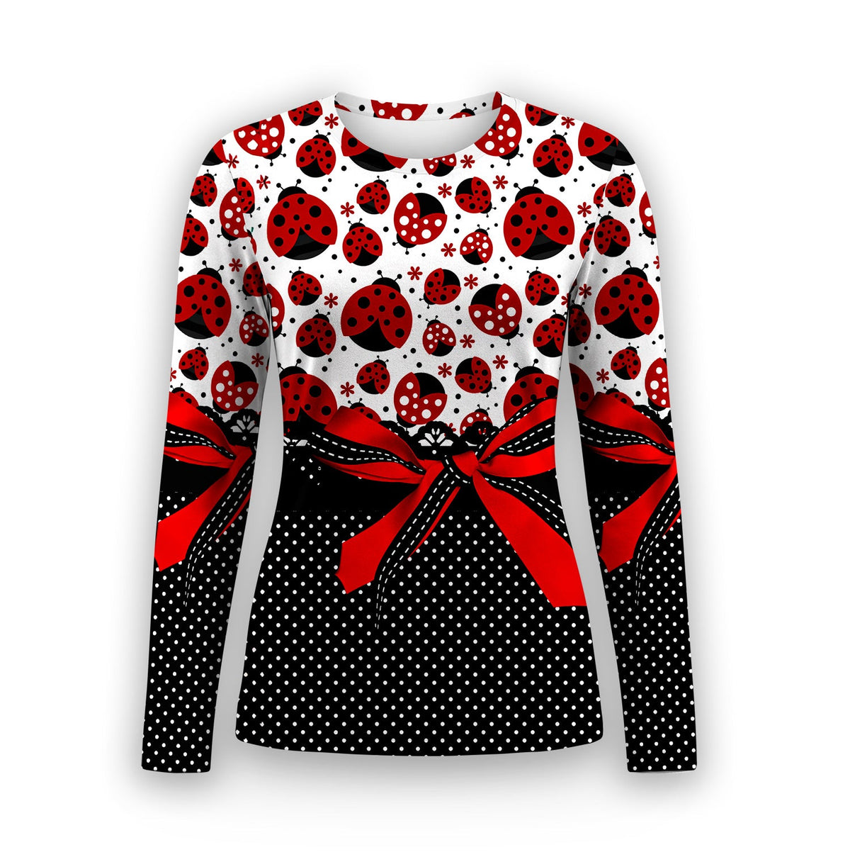 Ladybug Bow Polka Dot Underscrub Top