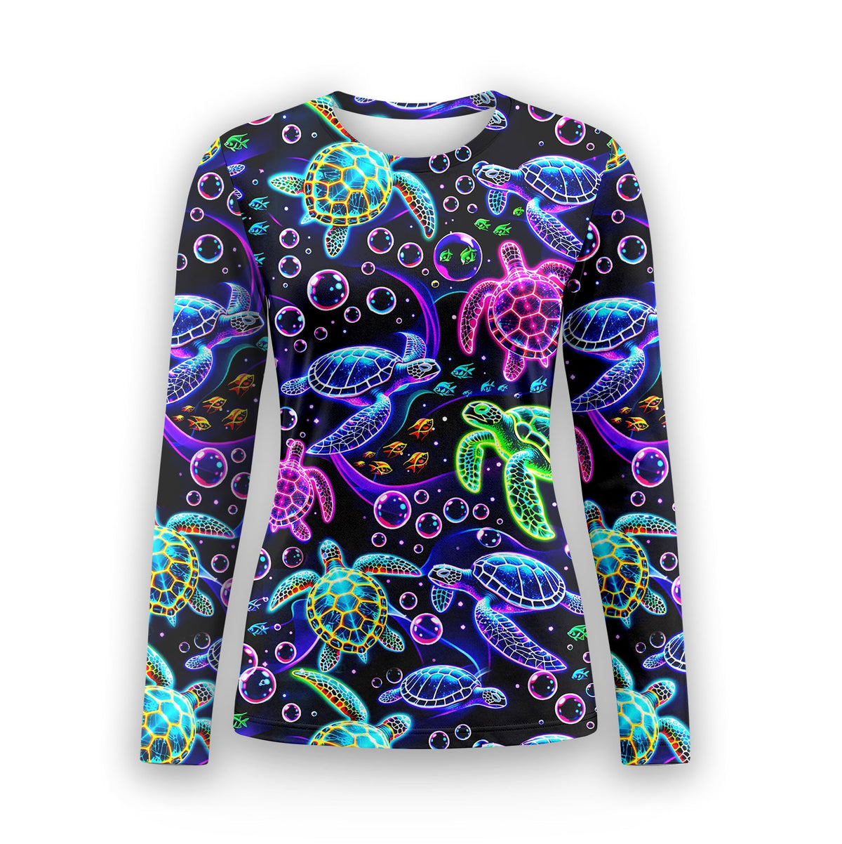 Neon Sea Turtle Bubble Nurse Underscrub Top