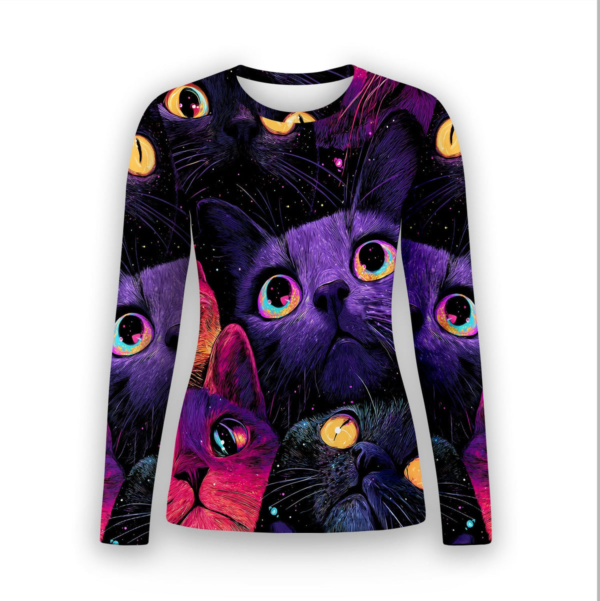 Colorful Neon Cat Faces Underscrub Top
