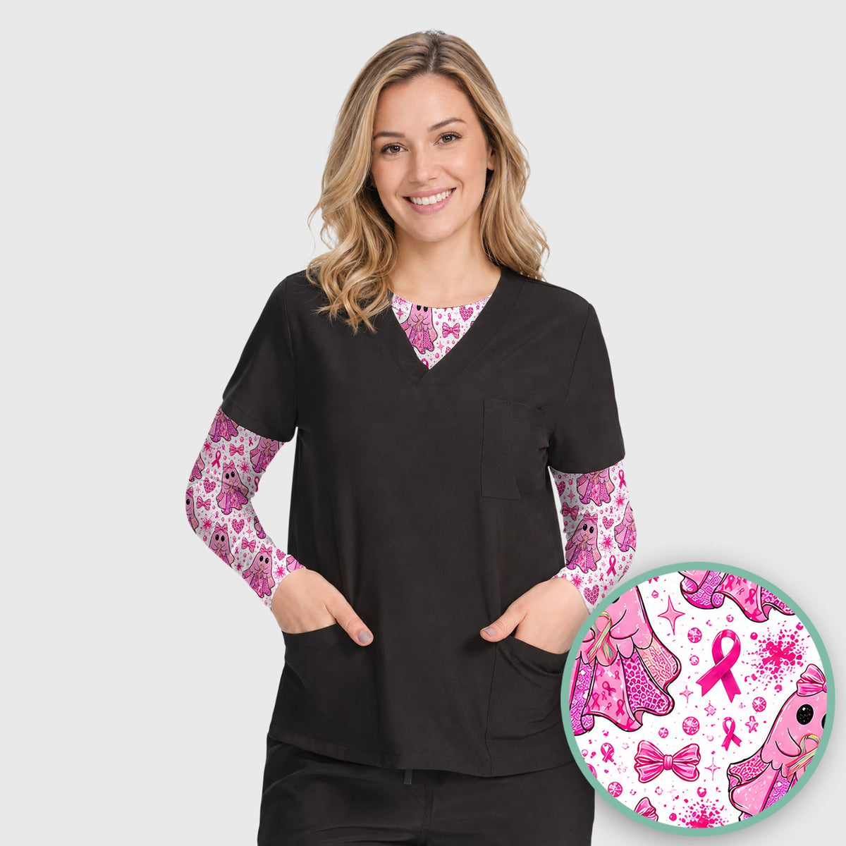 Breast Cancer Pink Ghost Underscrub Top