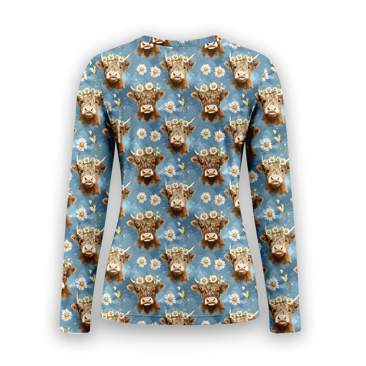 Highland Cow Daisies Underscrub Top For Nurse