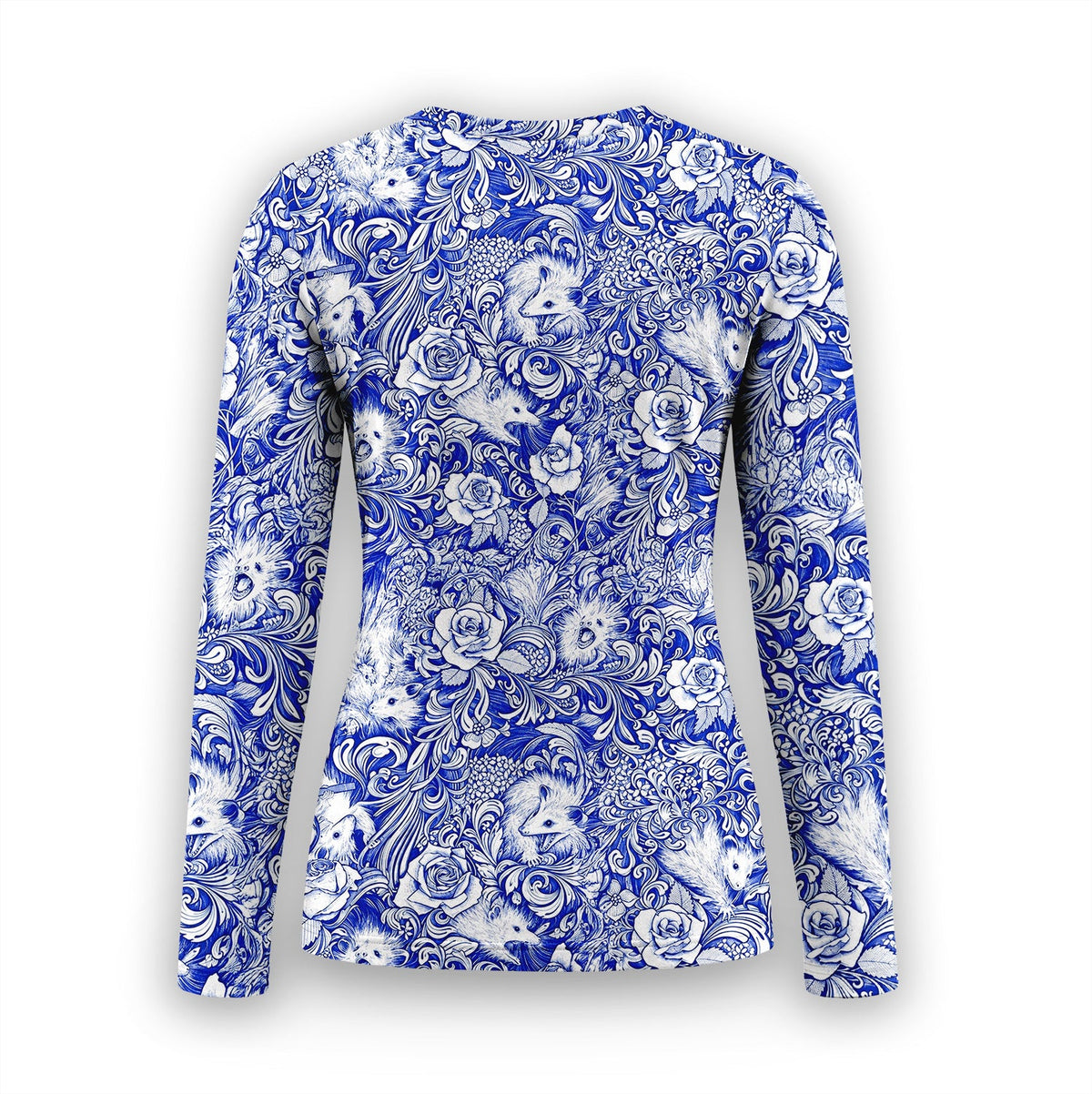 Blue Floral Opossum And Roses Underscrub Top