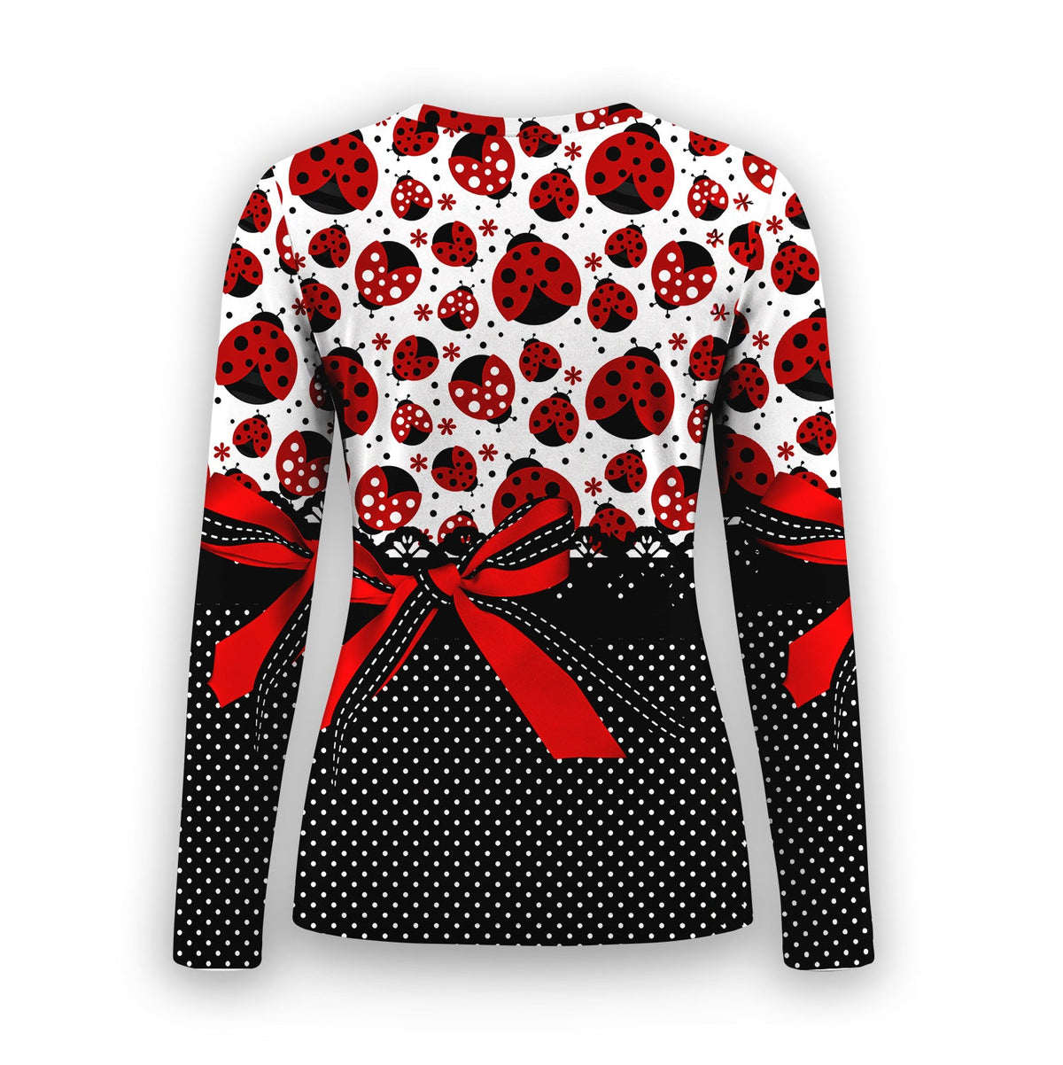 Ladybug Bow Polka Dot Underscrub Top