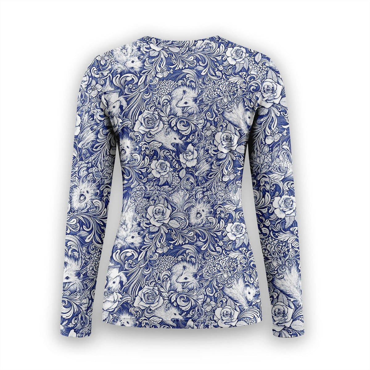 Blue Floral Opossum And Roses Underscrub Top