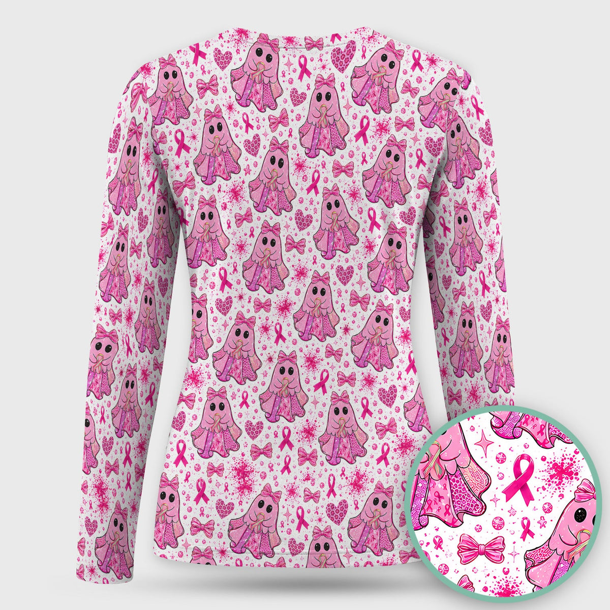 Breast Cancer Pink Ghost Underscrub Top