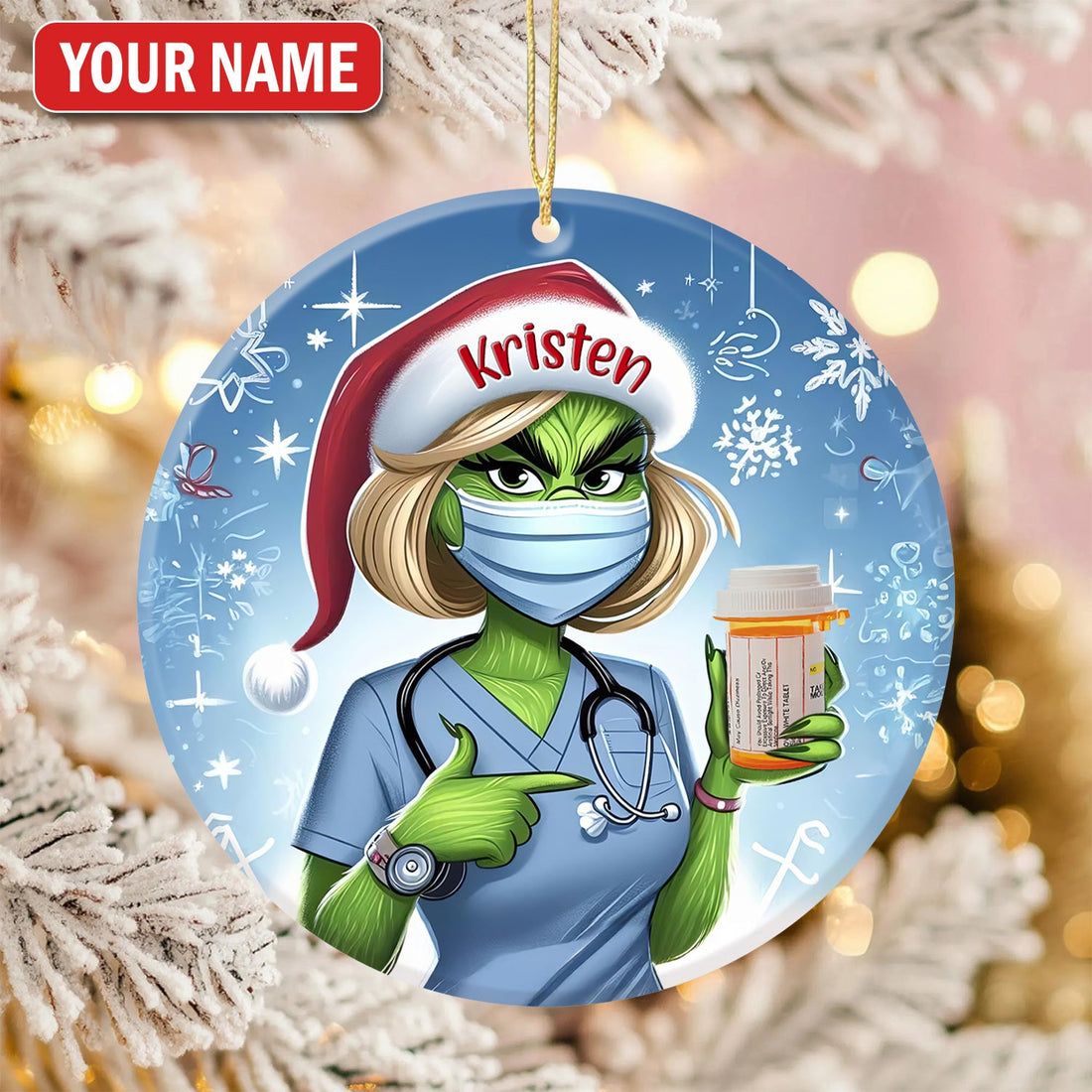 Personalized Green Monster Pharmacist Ornament