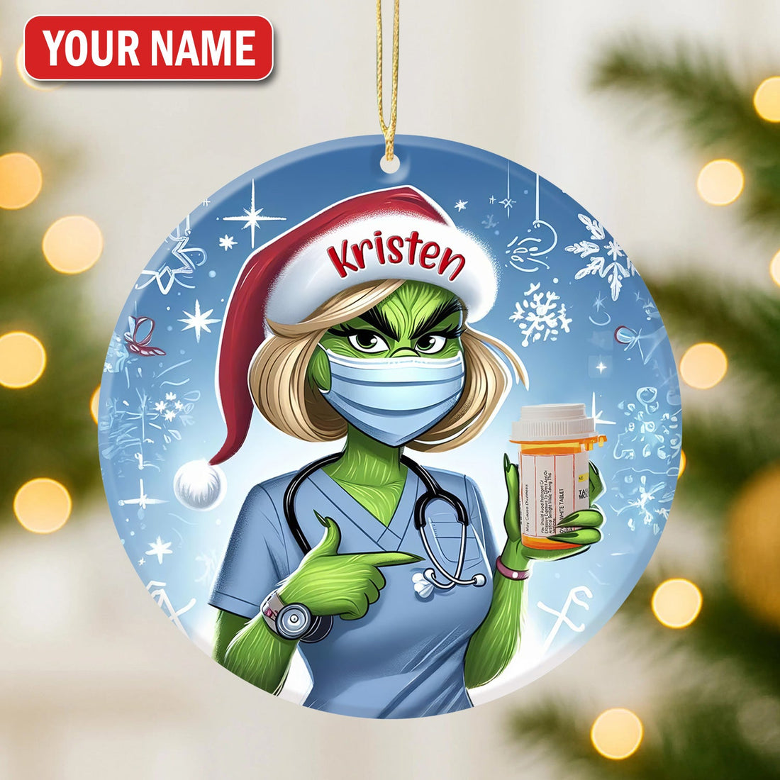 Personalized Green Monster Pharmacist Ornament
