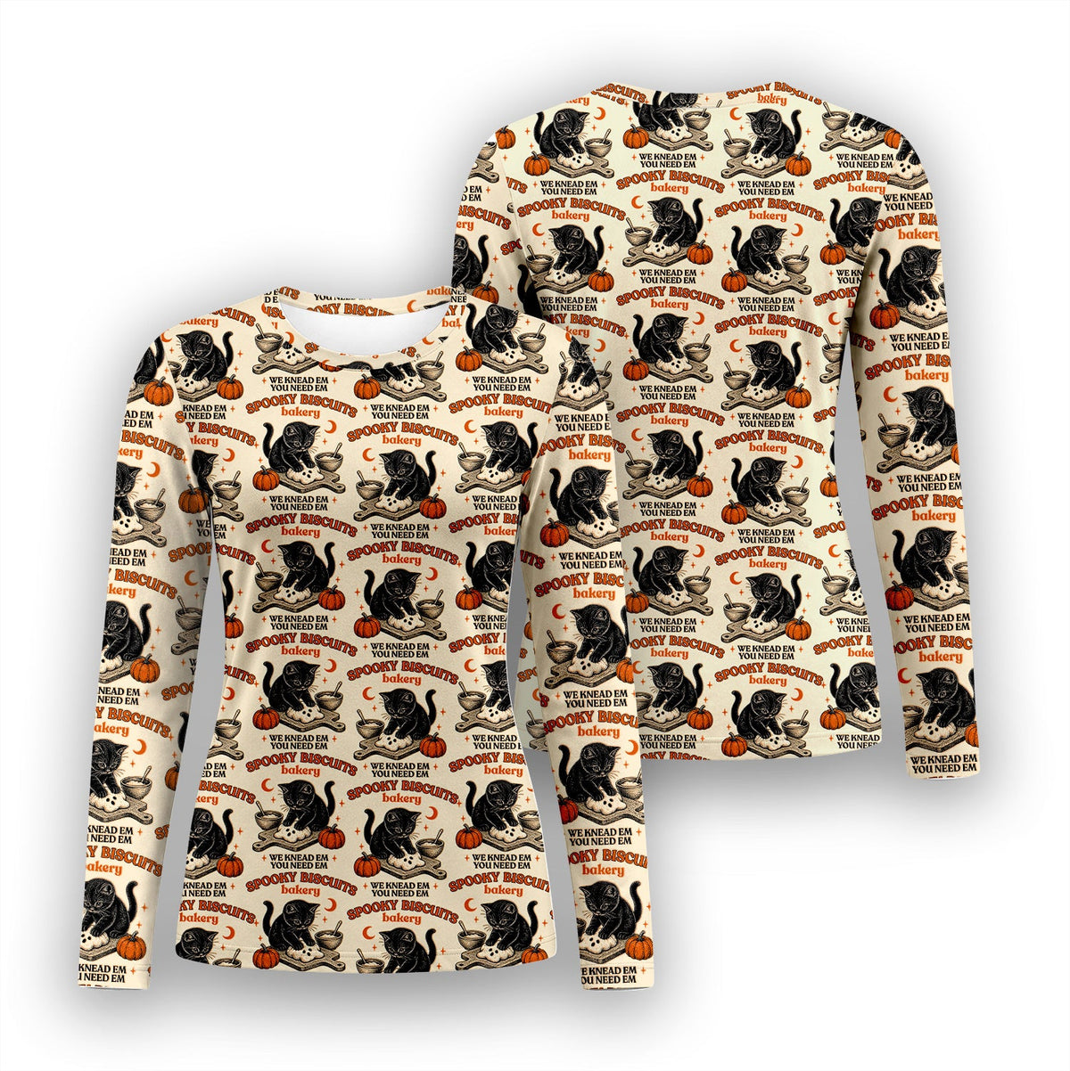 Spooky Biscuits Black Cat Underscrub Top