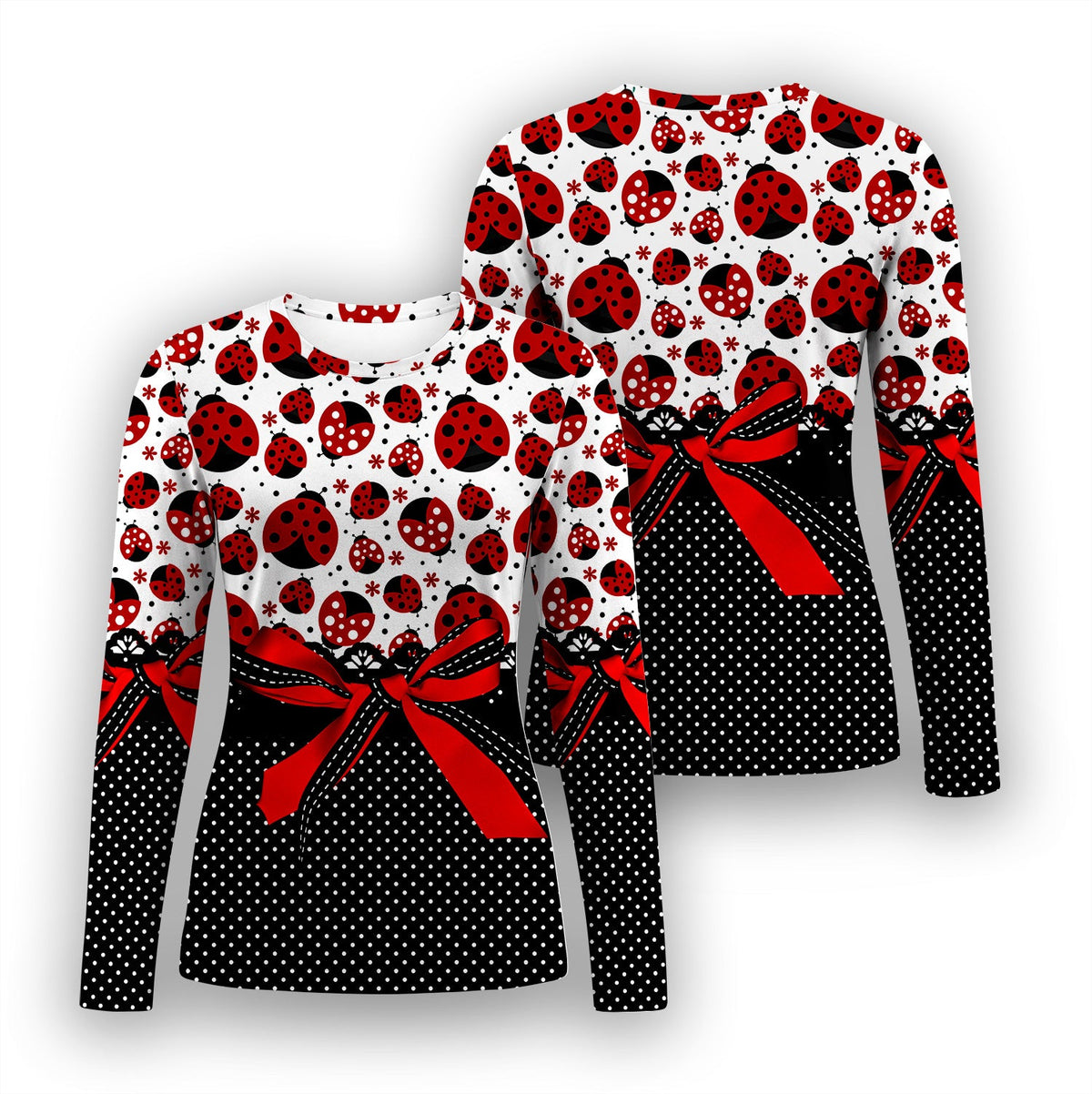 Ladybug Polka Dot Bow Underscrub Top
