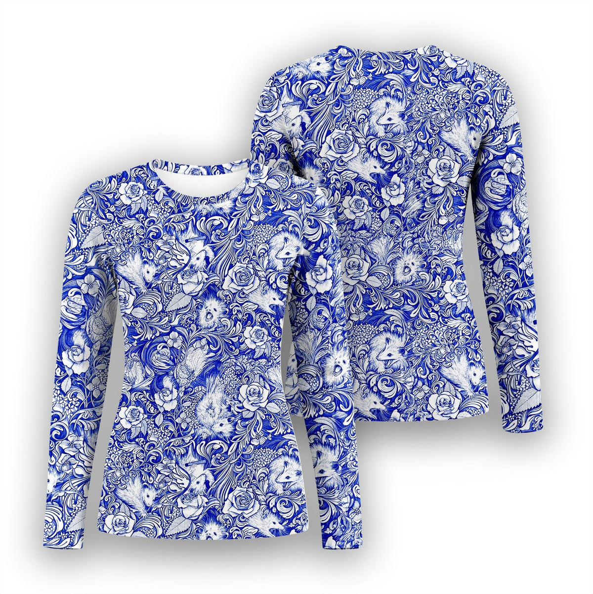 Blue Floral Opossum And Roses Underscrub Top