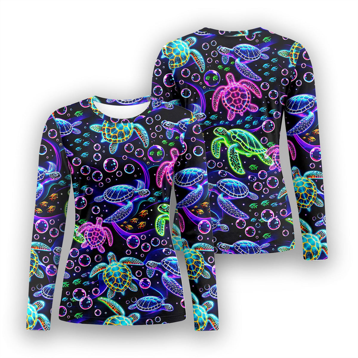 Neon Sea Turtle Bubble Nurse Underscrub Top