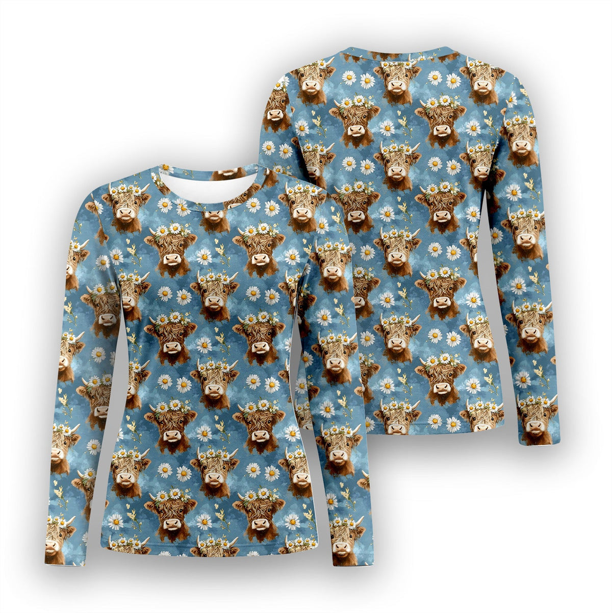 Highland Cow Daisies Underscrub Top For Nurse