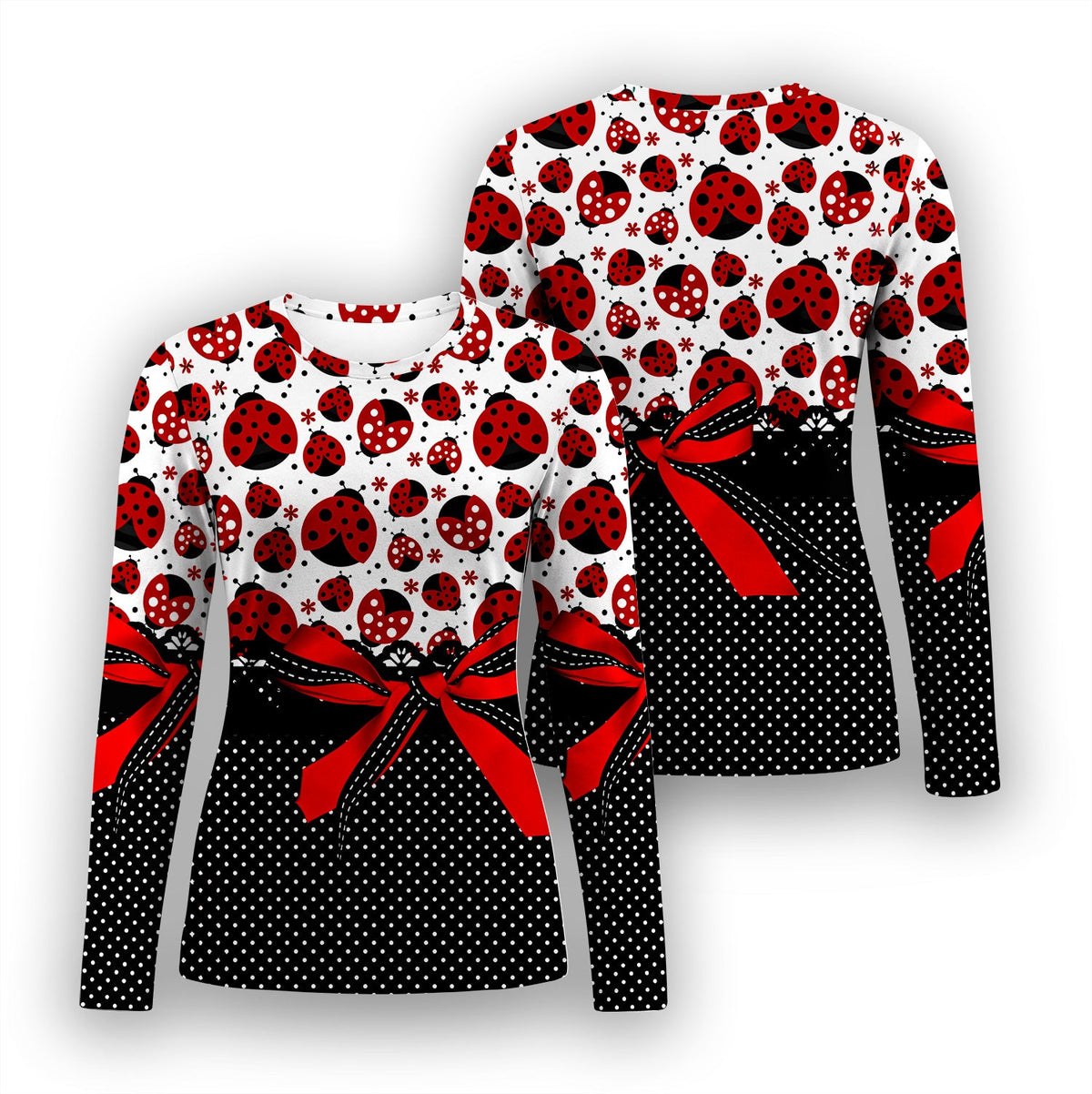 Ladybug Bow Polka Dot Underscrub Top