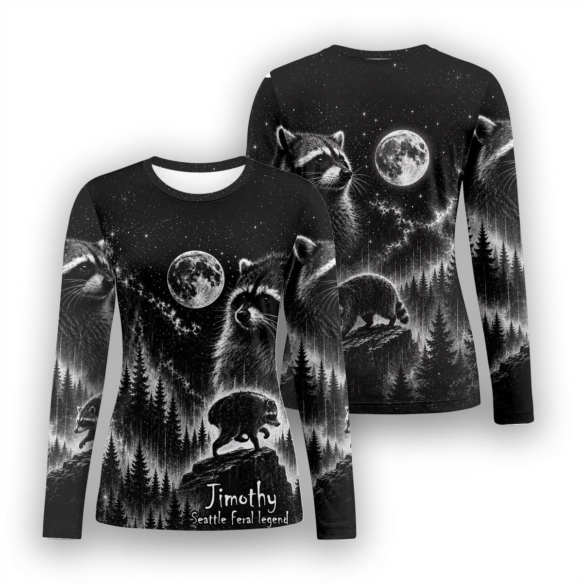 Personalized Moonlit Raccoon Underscrub Top