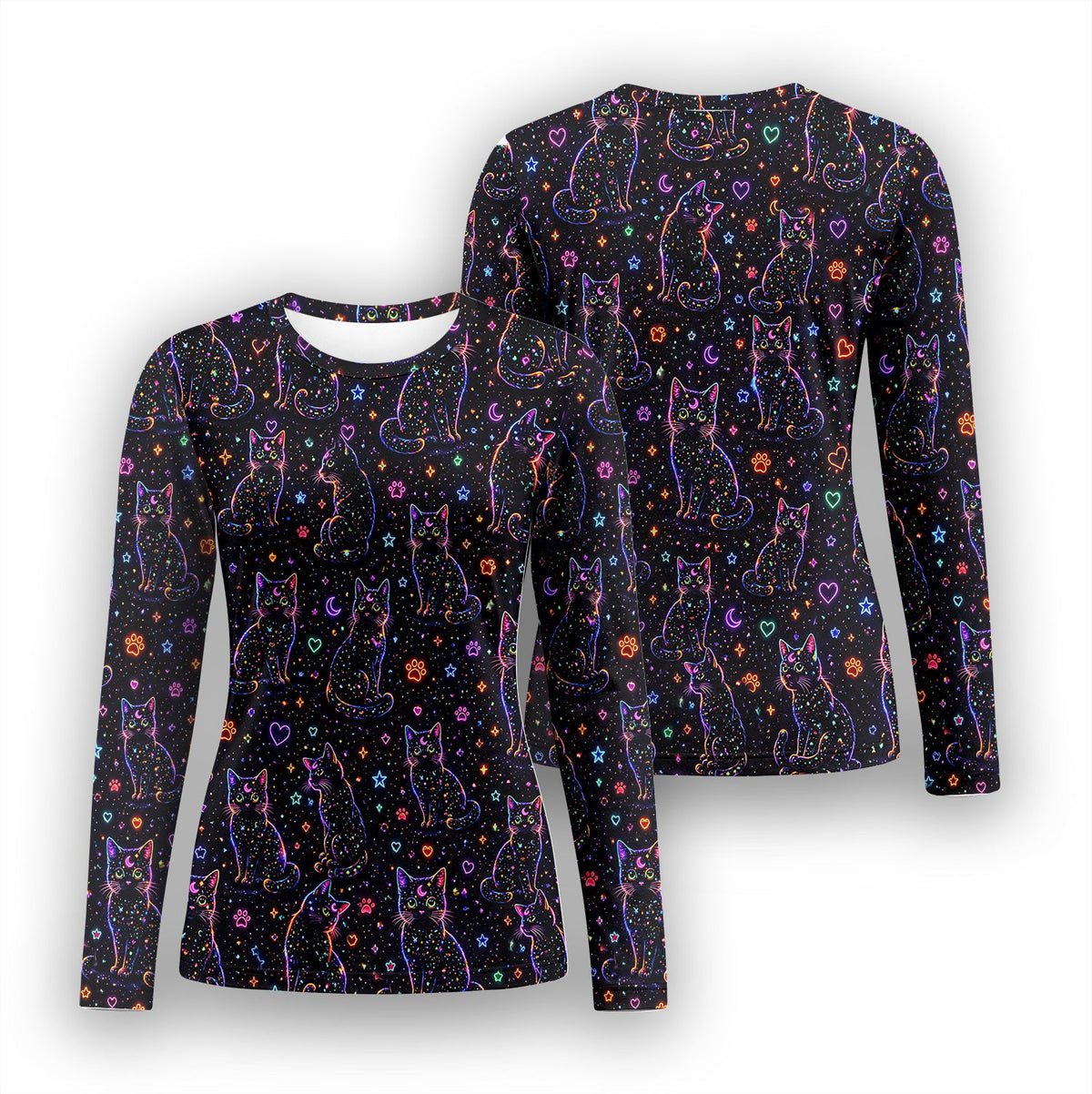Neon Galaxy Black Cat Underscrub Top