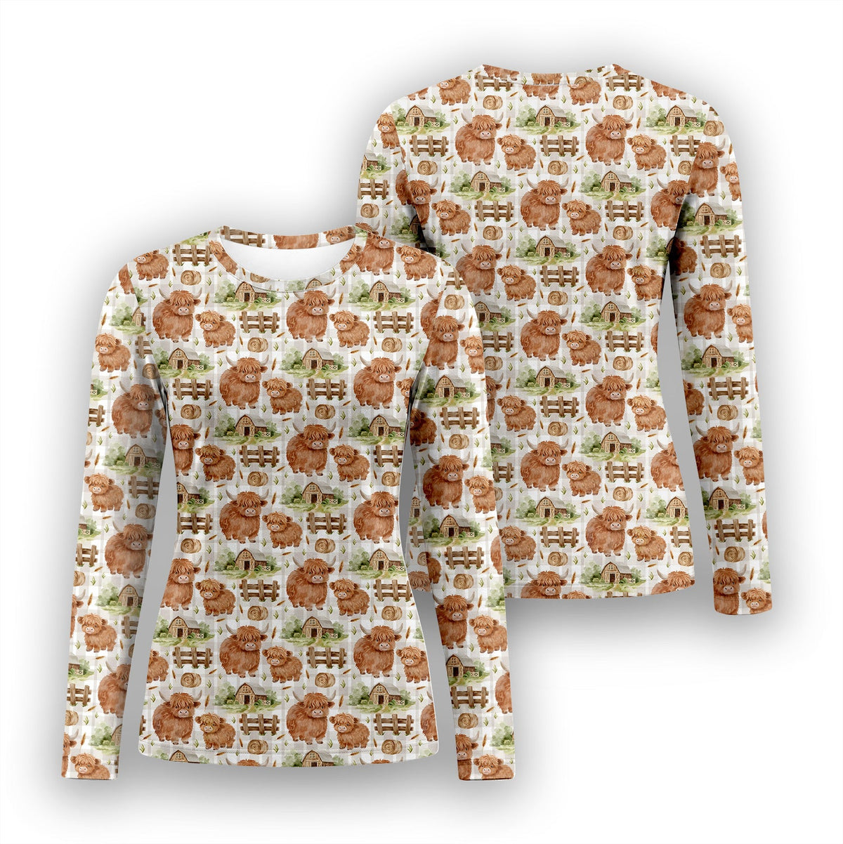 Highland Cow Farm Underscrub Top For Nurse