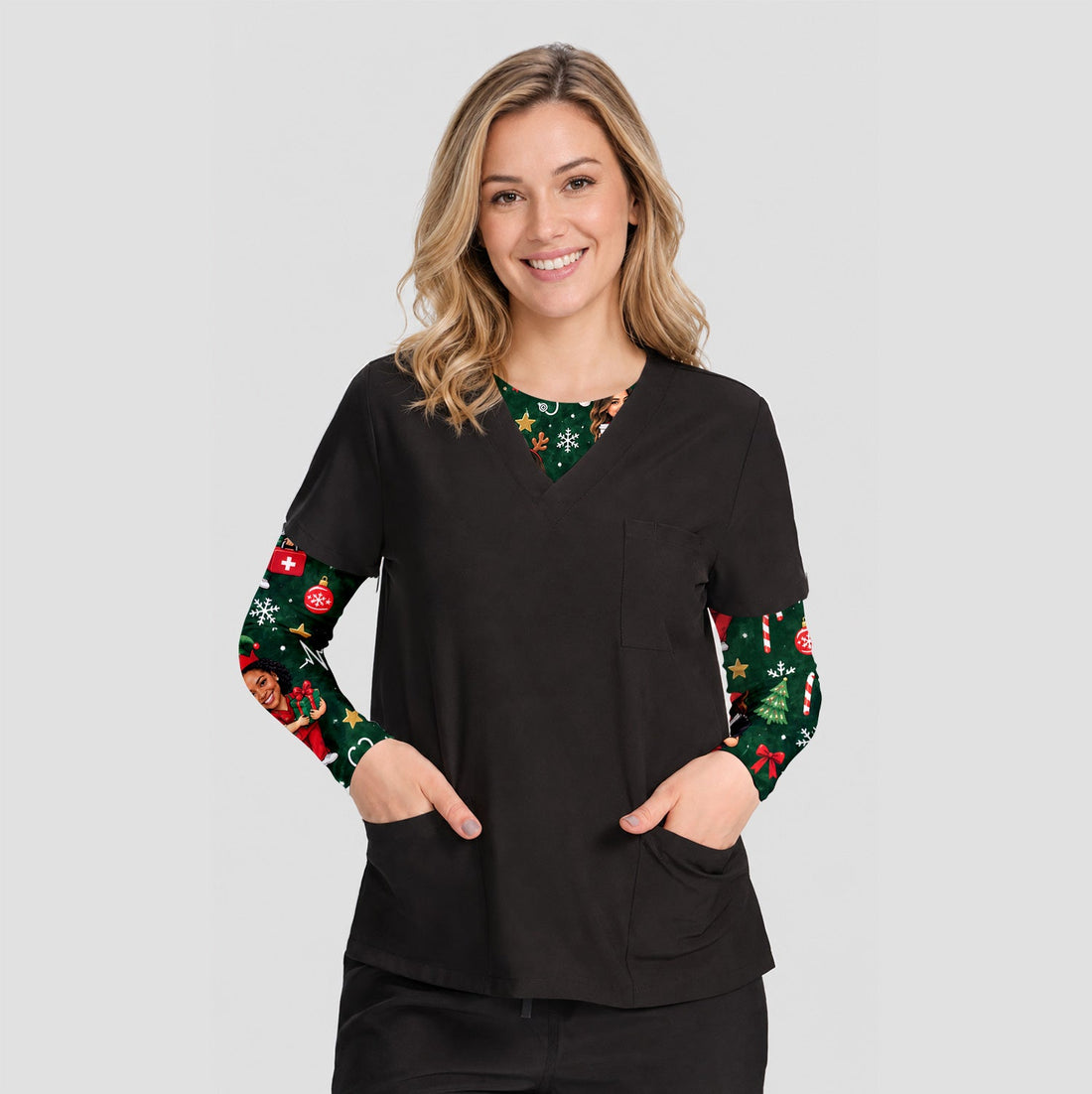 Personalized Christmas Photo Underscrub Top
