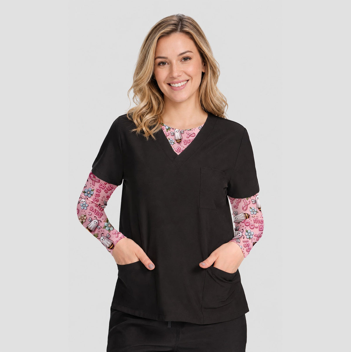 Save The Boo Bees Breast Cancer Underscrub Top