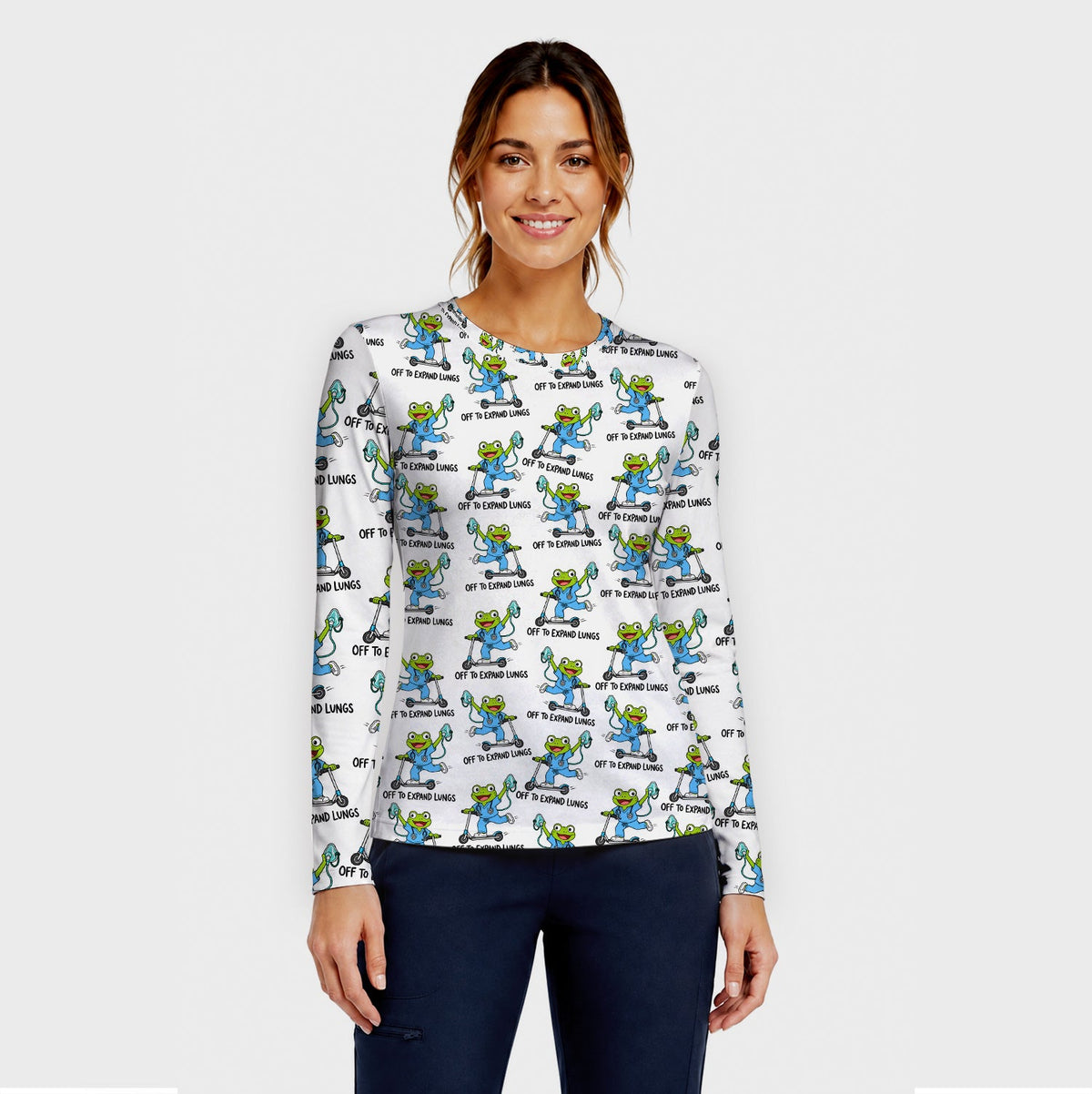 Off To Expand Lungs Frog Nurse Underscrub Top