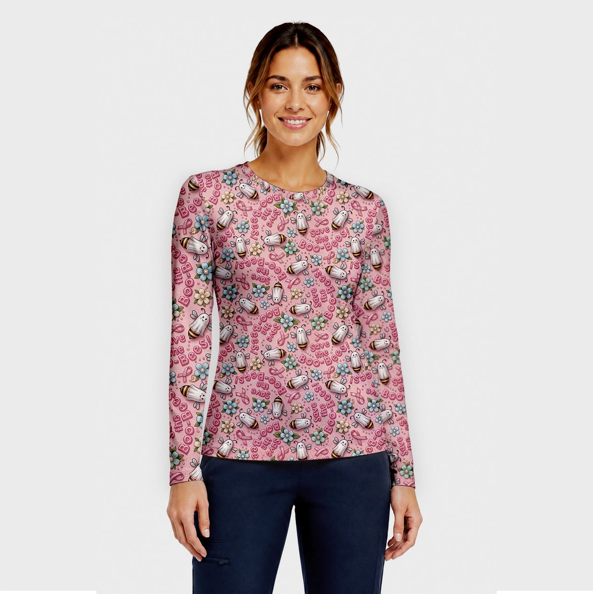 Save The Boo Bees Breast Cancer Underscrub Top