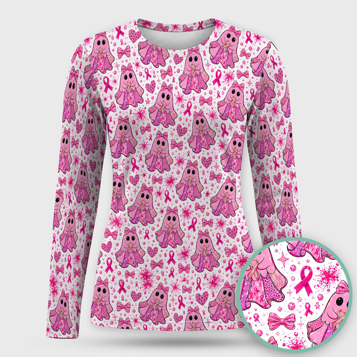Breast Cancer Pink Ghost Underscrub Top