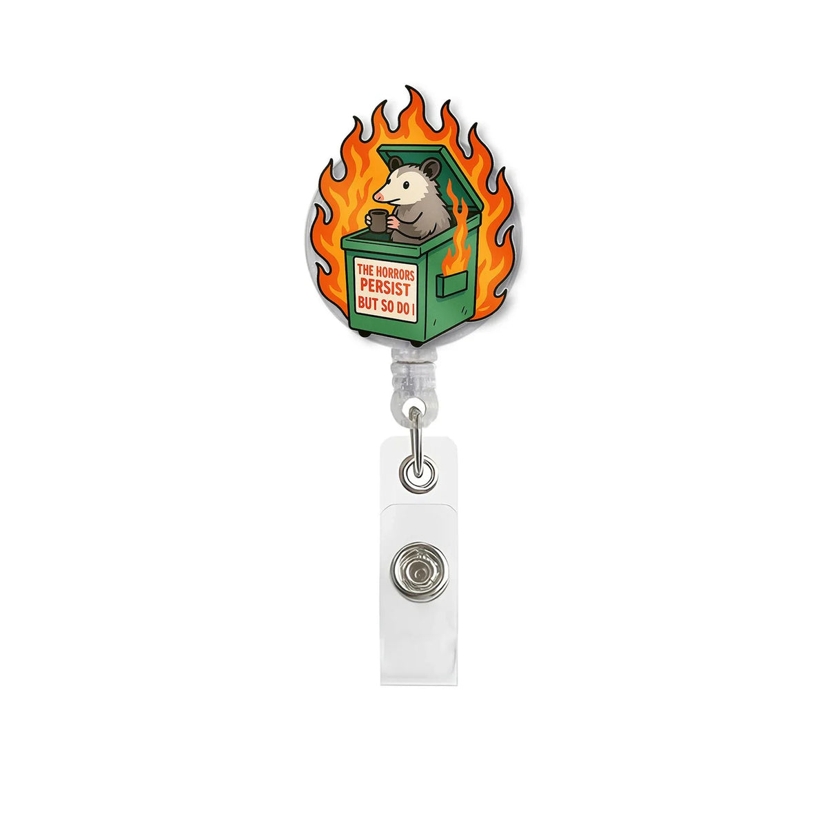 Possum Sarcastic Dumpster Fire Badge Reel