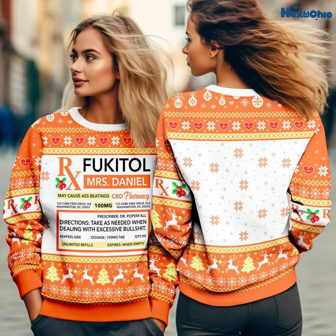 Personalized Fukitol Rx Prescription Ugly Christmas Sweater - Gift For Nurse