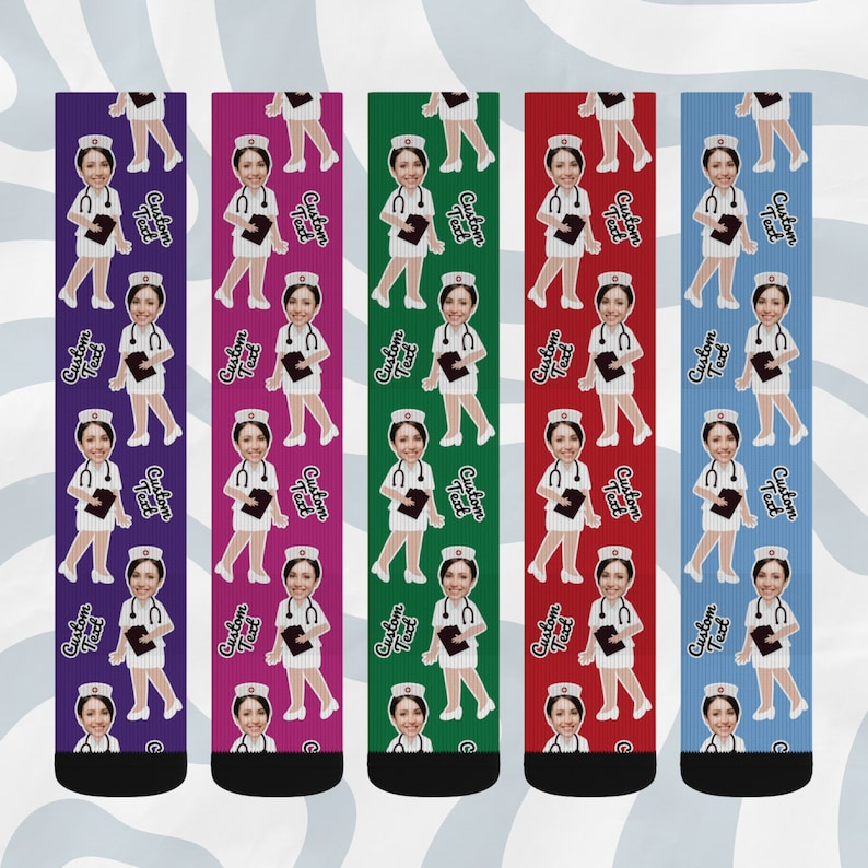 Personalized Funny Cartoon Face Nurse Socks