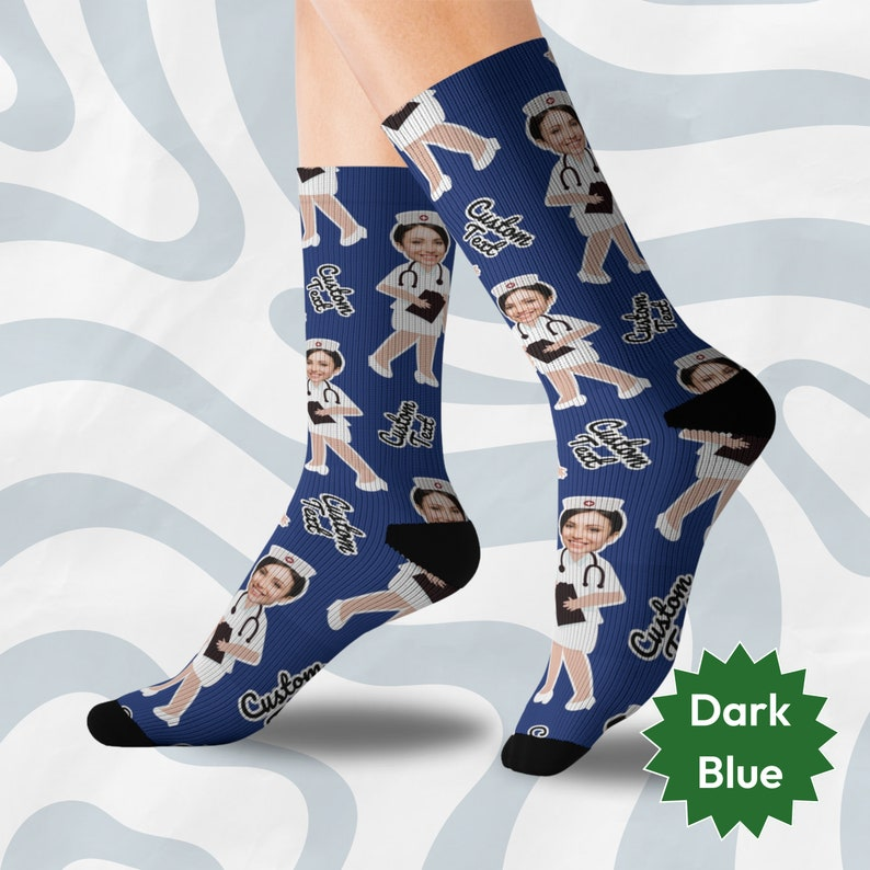 Personalized Funny Cartoon Face Nurse Socks