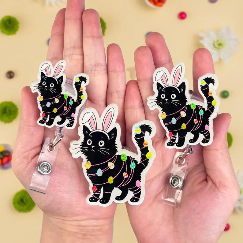 Easter Cat Badge Reel