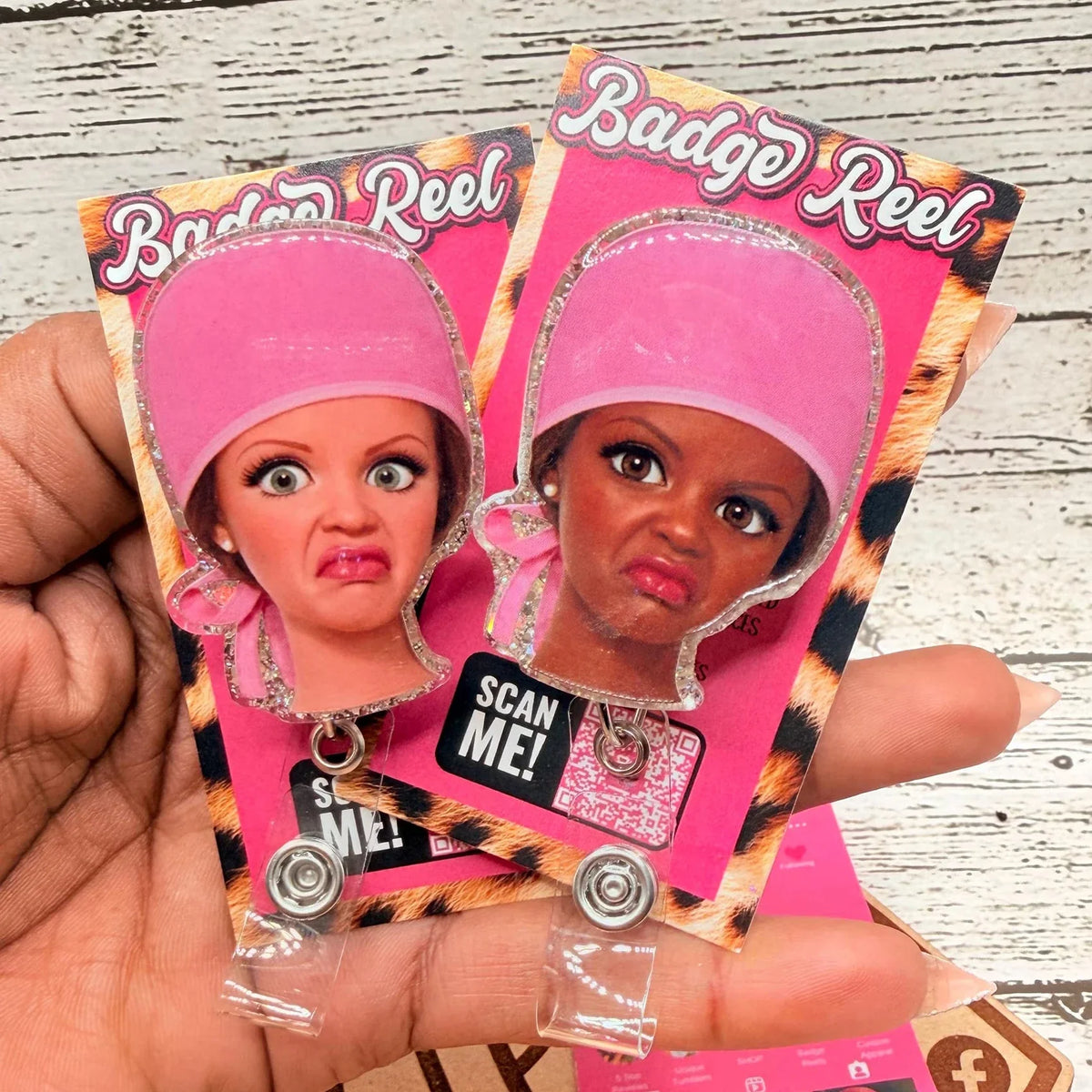 Scan Me Funny Doll Badge Reel