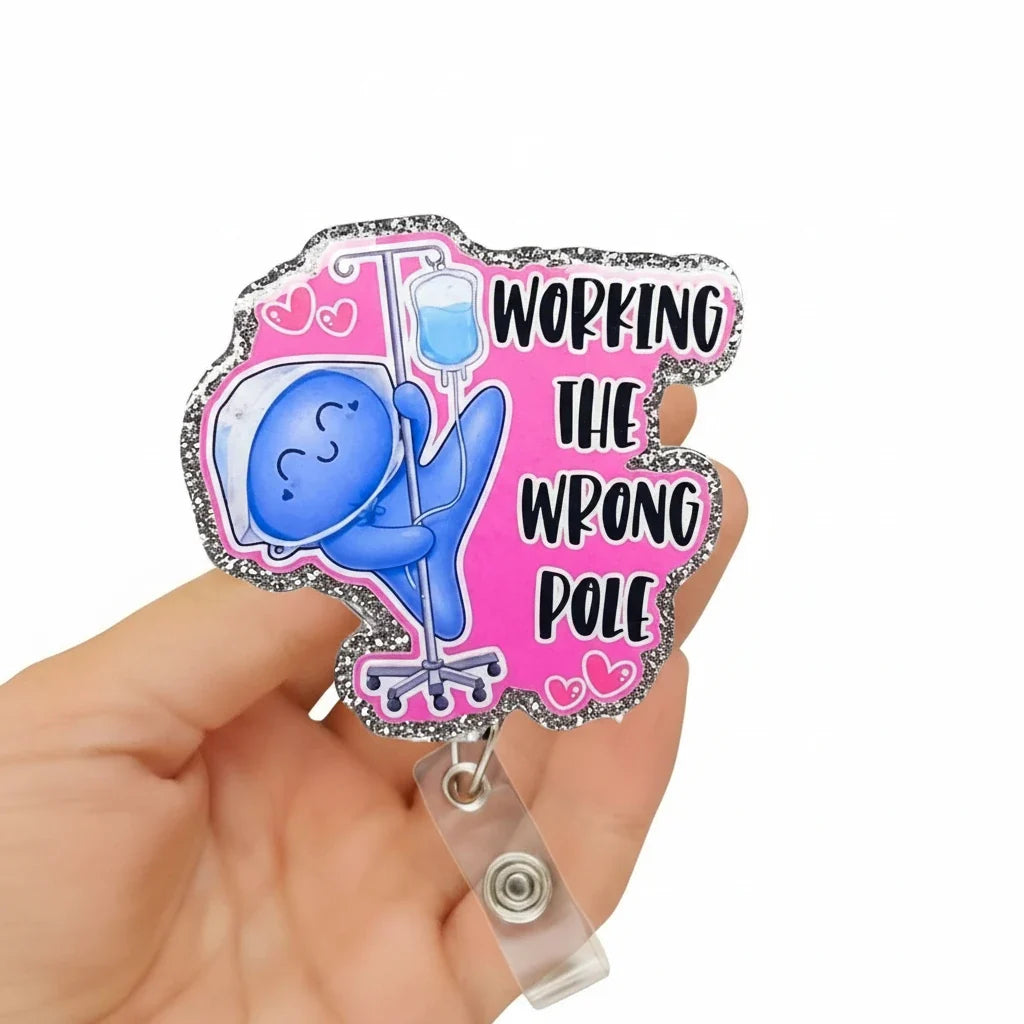 Glitter Working Wrong Pole Badge Reel