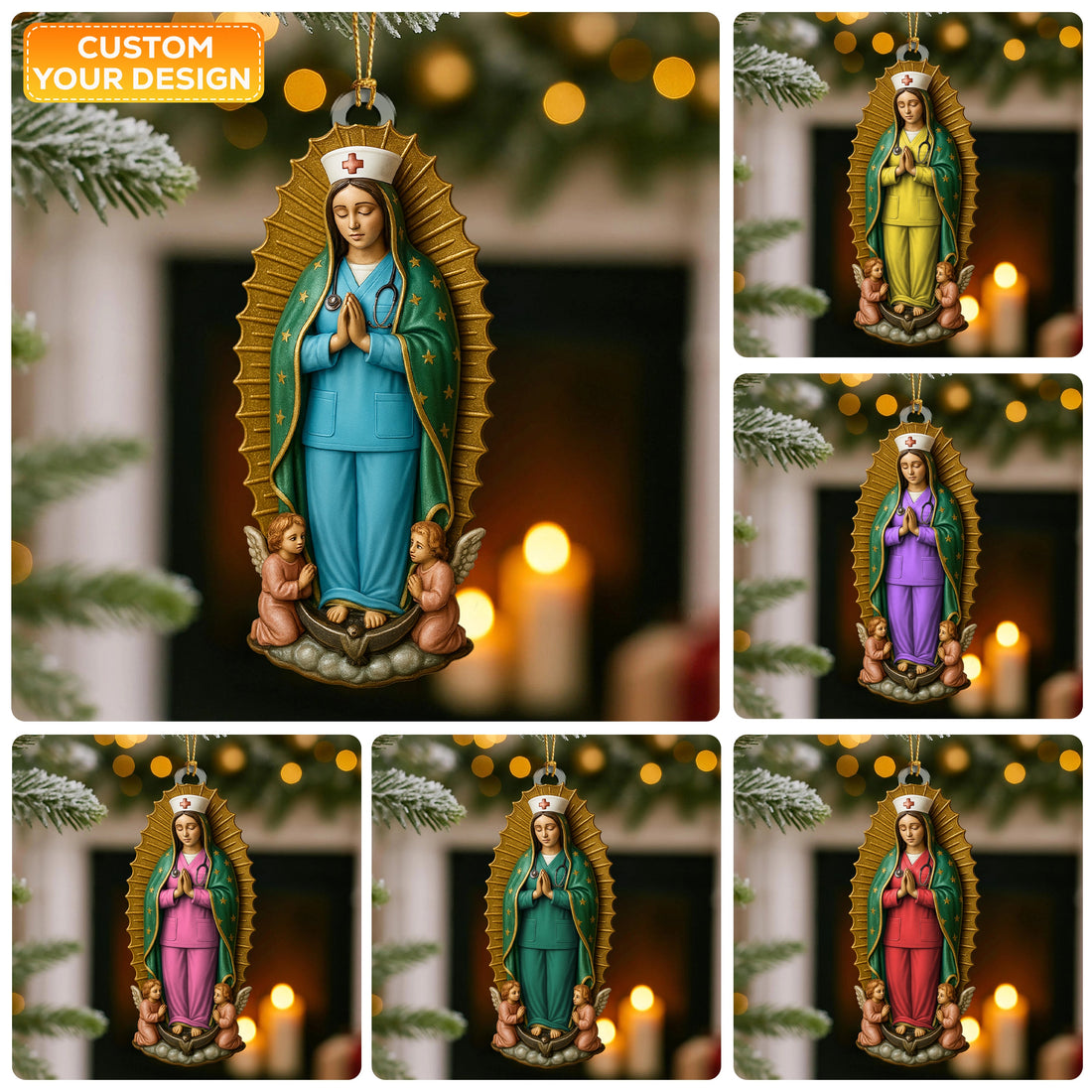 Personalized Virgin Mary Faith Christmas Nurse Ornament
