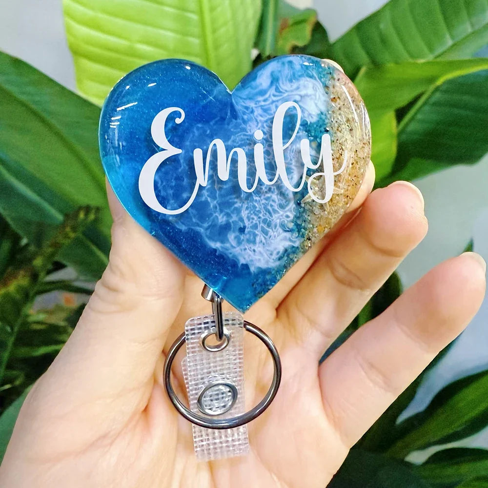 Personalized Ocean Nurse Badge Reel