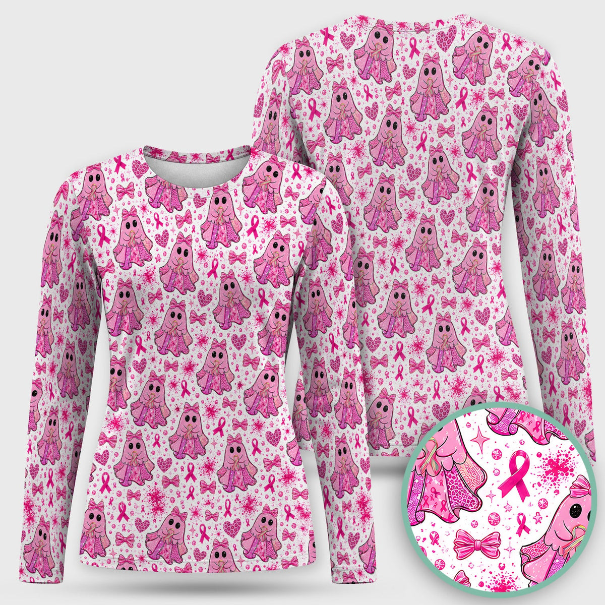 Breast Cancer Pink Ghost Underscrub Top