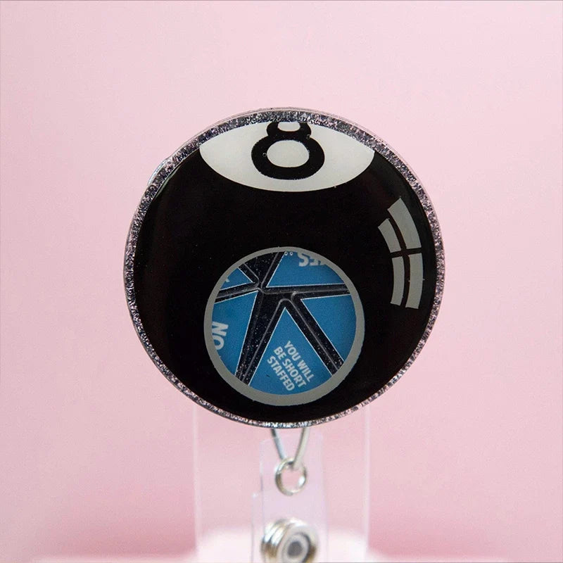 Unmagic Eight Ball Shaker Badge Reel - Gift For Nurse